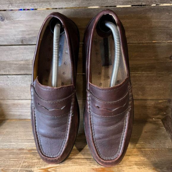 Mens Cole Haan Hamlin Traveler Brown Leather Lug Sole Shoes Penny‎ Loafers 9.5 M